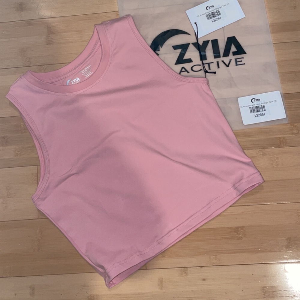 ZYIA Muted Pink Hi-Neck Stronger Tank never worn!